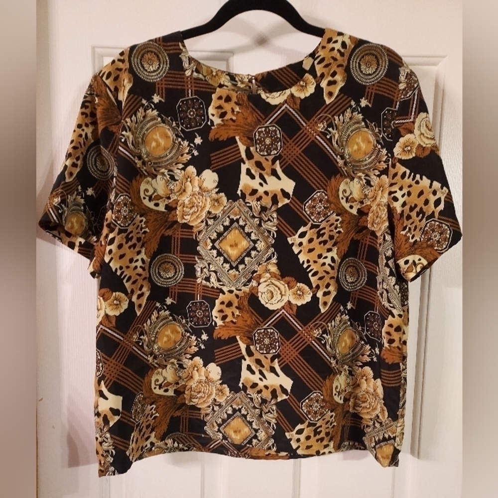 NWOT - vintage sara stephen women's short sleeve blouse size L.